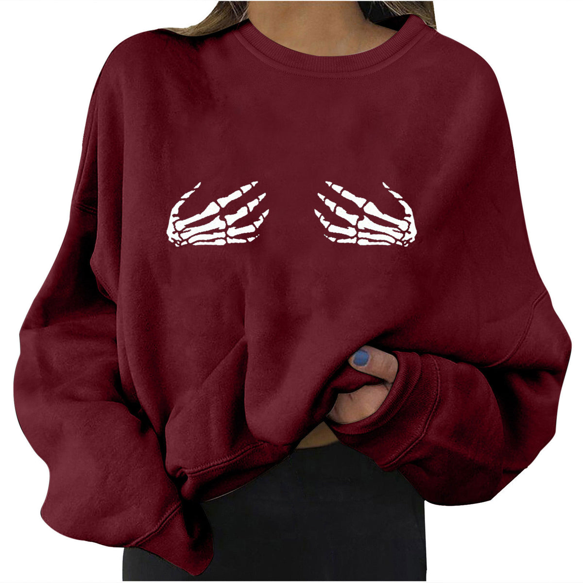 Women's Oversized Halloween Print Sweatshirt