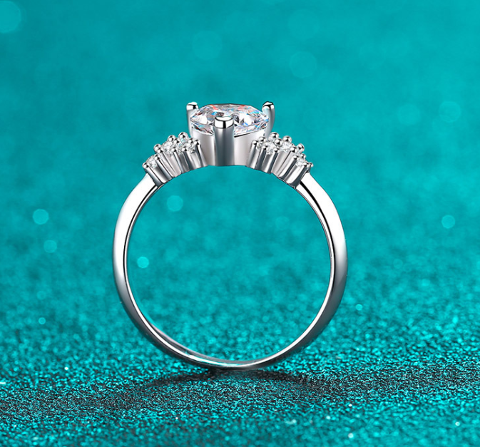 925 Sterling Silver Heart Stone Ring