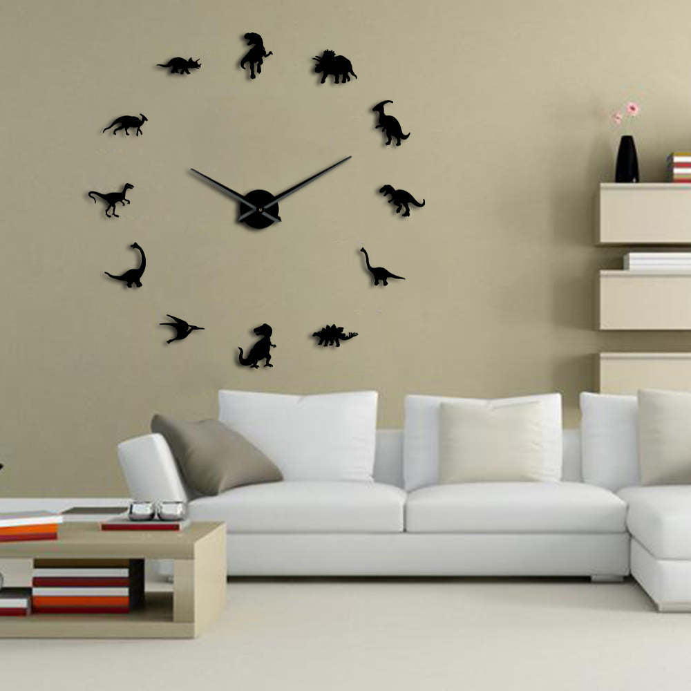 Dinosaurier-Wanduhr aus Acryl für Wohnzimmerdeko