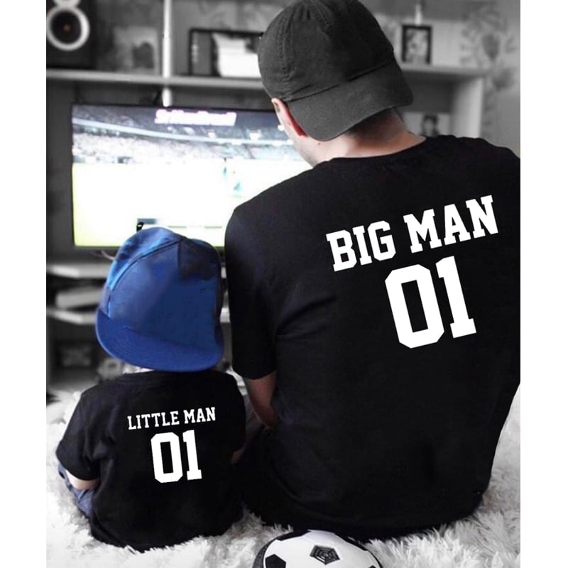 Father & Son Matching Cotton T-Shirts – Black & White | S–XXL