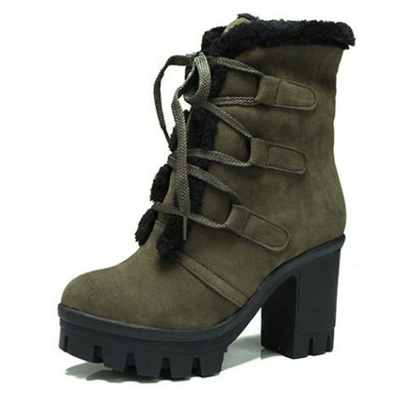 Women's Plush-Lined Chunky Mid-Calf Boots