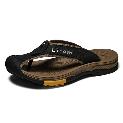 Men's Casual Summer Leather Flip Flops Sandals