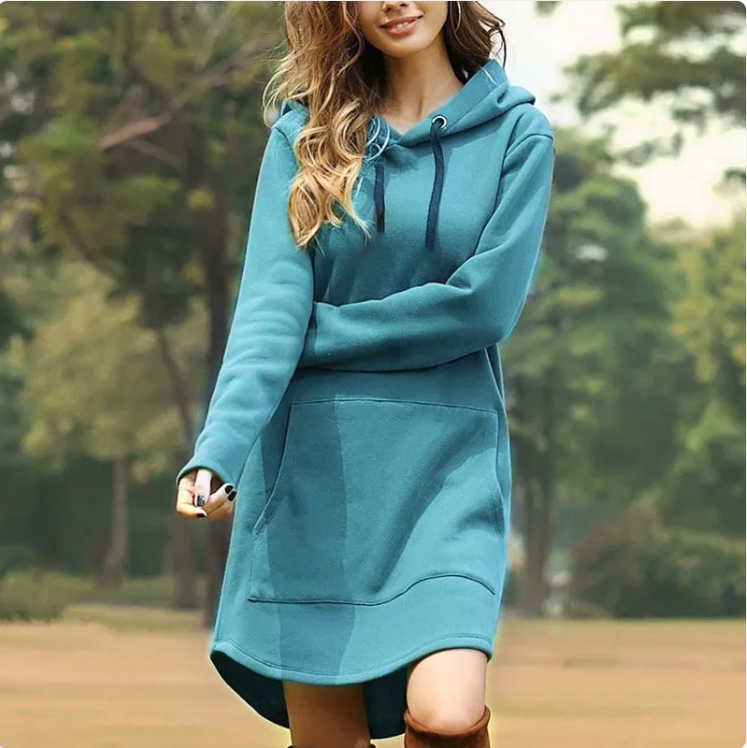Robe pull à capuche pour femme avec poches – Intérieur molletonné, 6 couleurs | S–5XL
