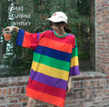 Regenbogen gestreiftes Kurzarm-T-Shirt