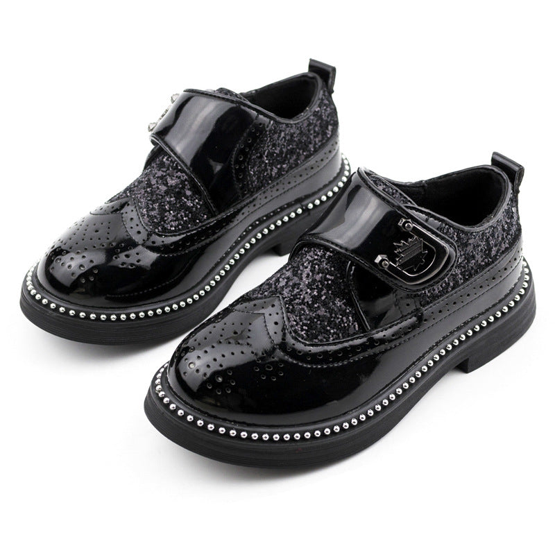 Girls Flat Leather School Shoes