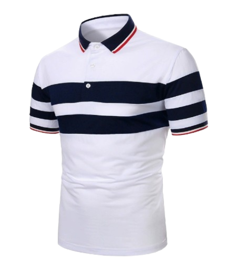 Herren Poloshirt mit kurzen Ärmeln und Kontraststreifen | S–XXL