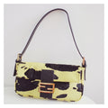Cow-Texture Faux Leather Baguette Bag