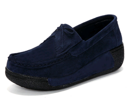 Women's Genuine Leather Wedge Shoes | Lace-Up Platform Casual