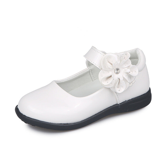 Kids' Purple Rhinestone Leather School Shoes for Girls
