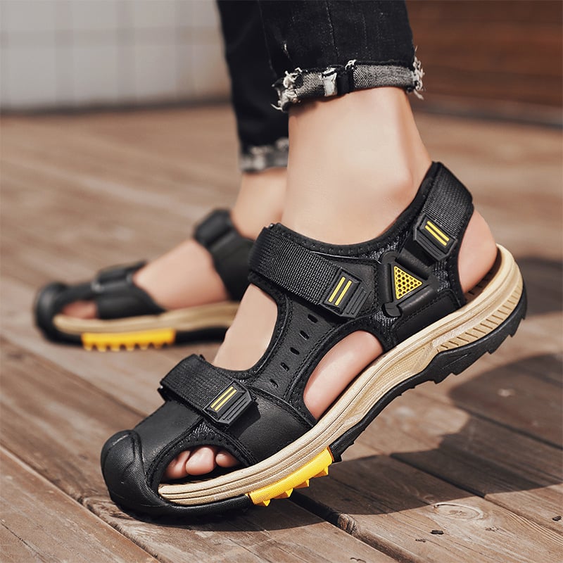 Men's Breathable Leather Sandals for Outdoor Activities
