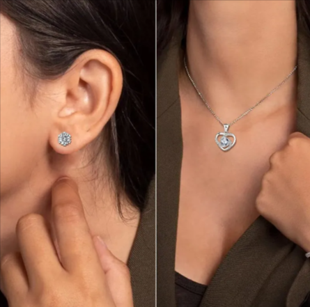 Heart Necklace and Earrings Set