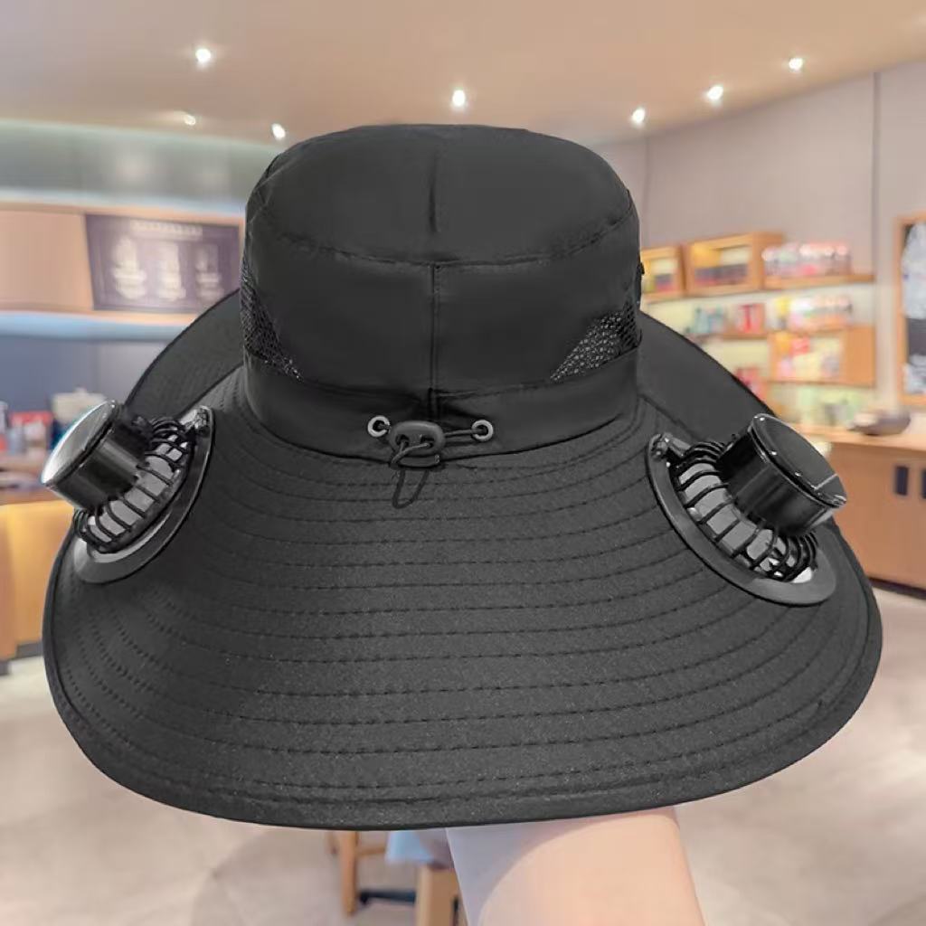 Solar-Powered Fan Hat with USB Charging