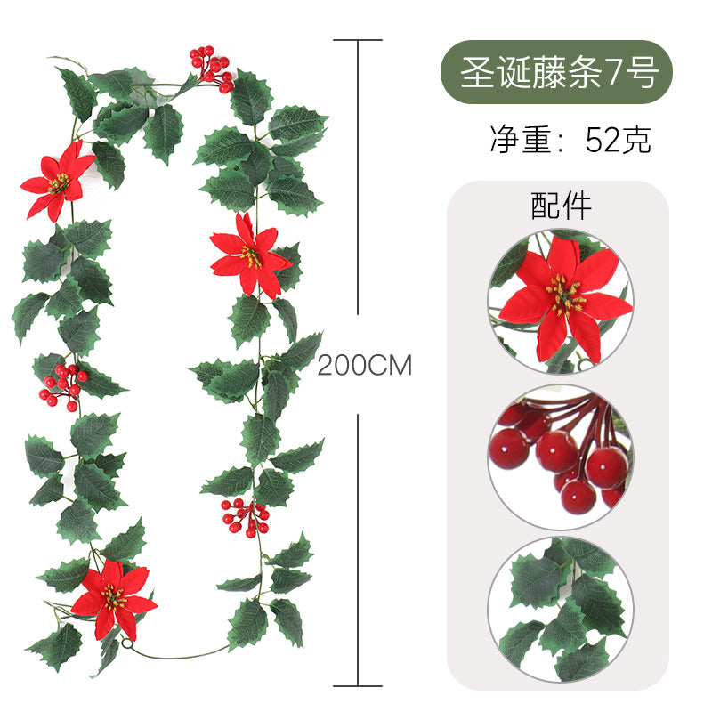 Christmas Berry Vine Garland – Artificial Red Berry Wall Decor