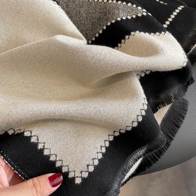 Beige Cashmere-Feel Acrylic Scarf, 65 x 185 cm