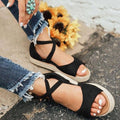 Damen Hanfseil Plateau Peep-Toe Sandalen
