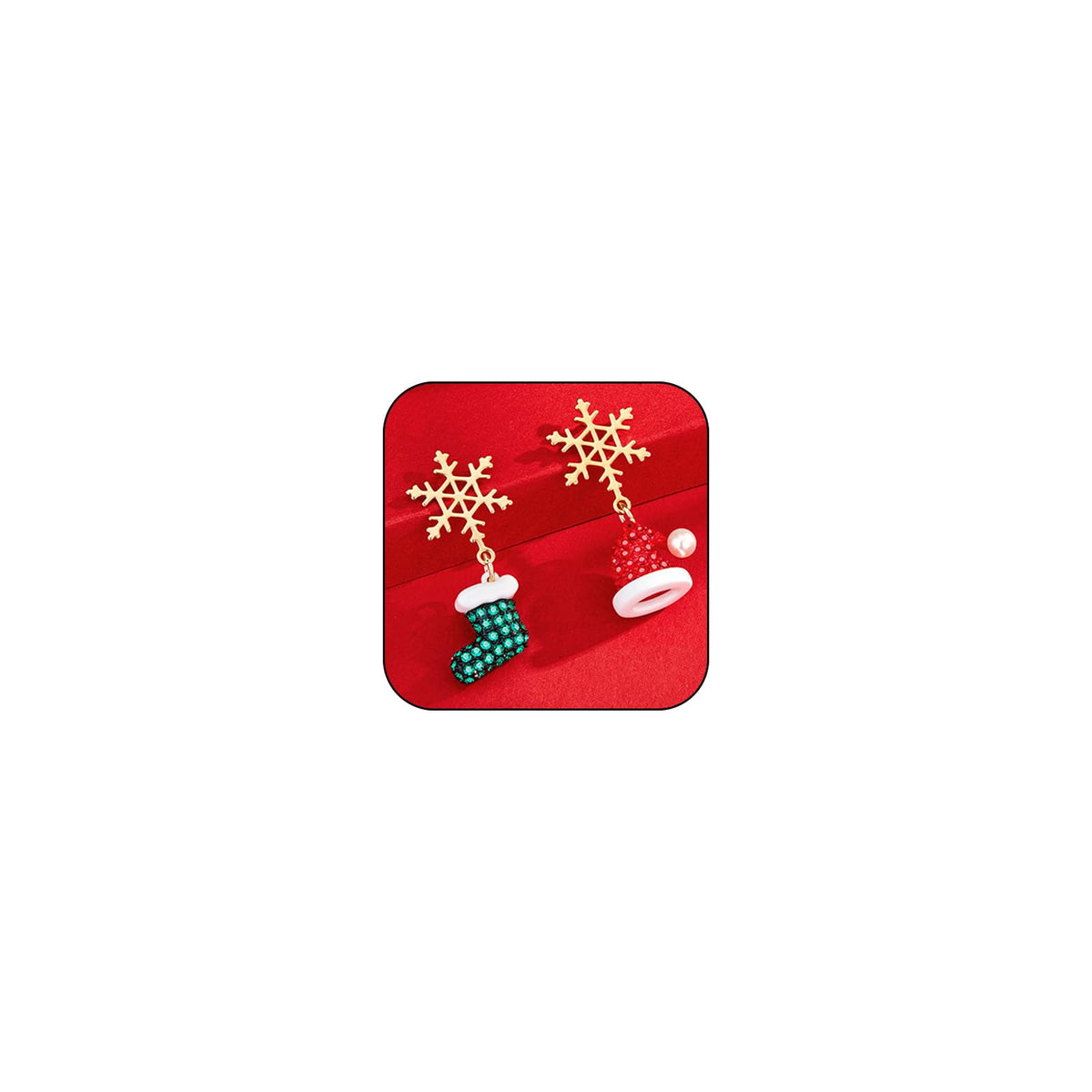 Christmas Rhinestone Santa Hat Stud Earrings