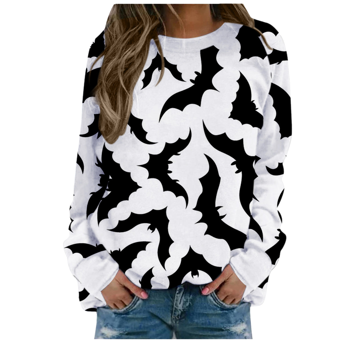 Women's Halloween Print Long-Sleeve Sweater