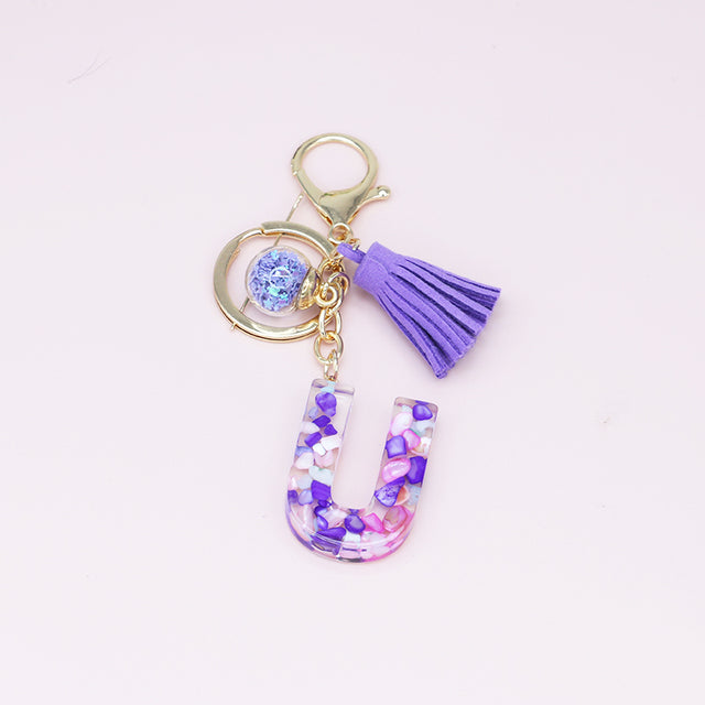 Fashion Tassel Keychains with A-Z Initials for Handbags