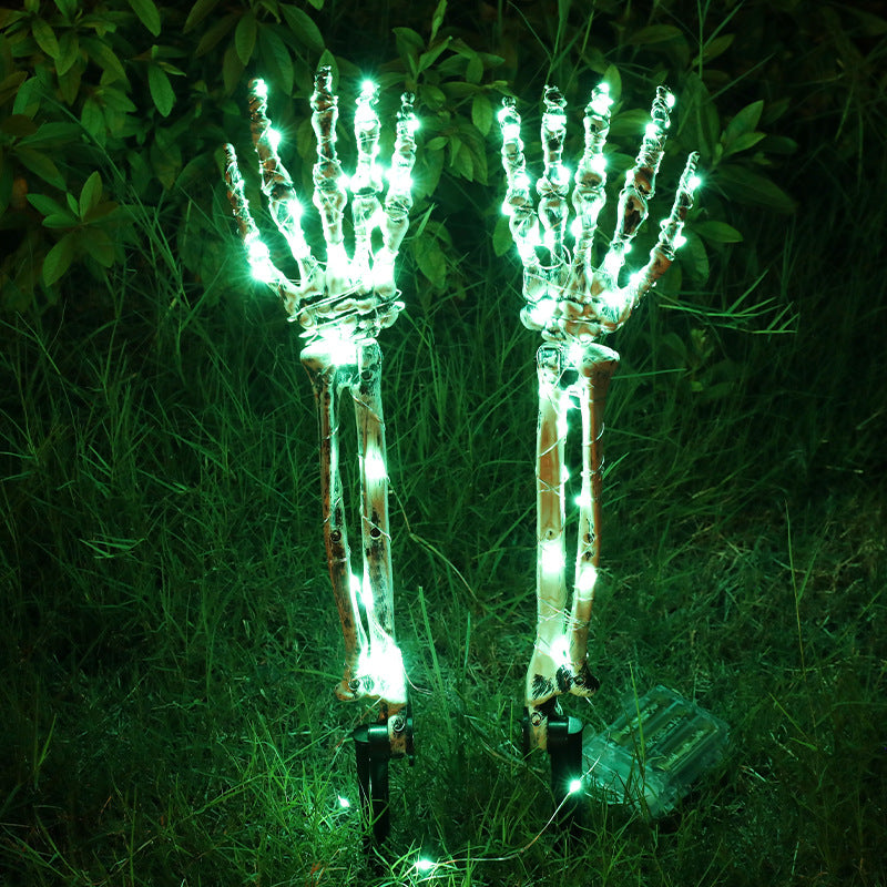 Halloween Skeleton Garden Decor – Glowing Skull & Hand Stakes