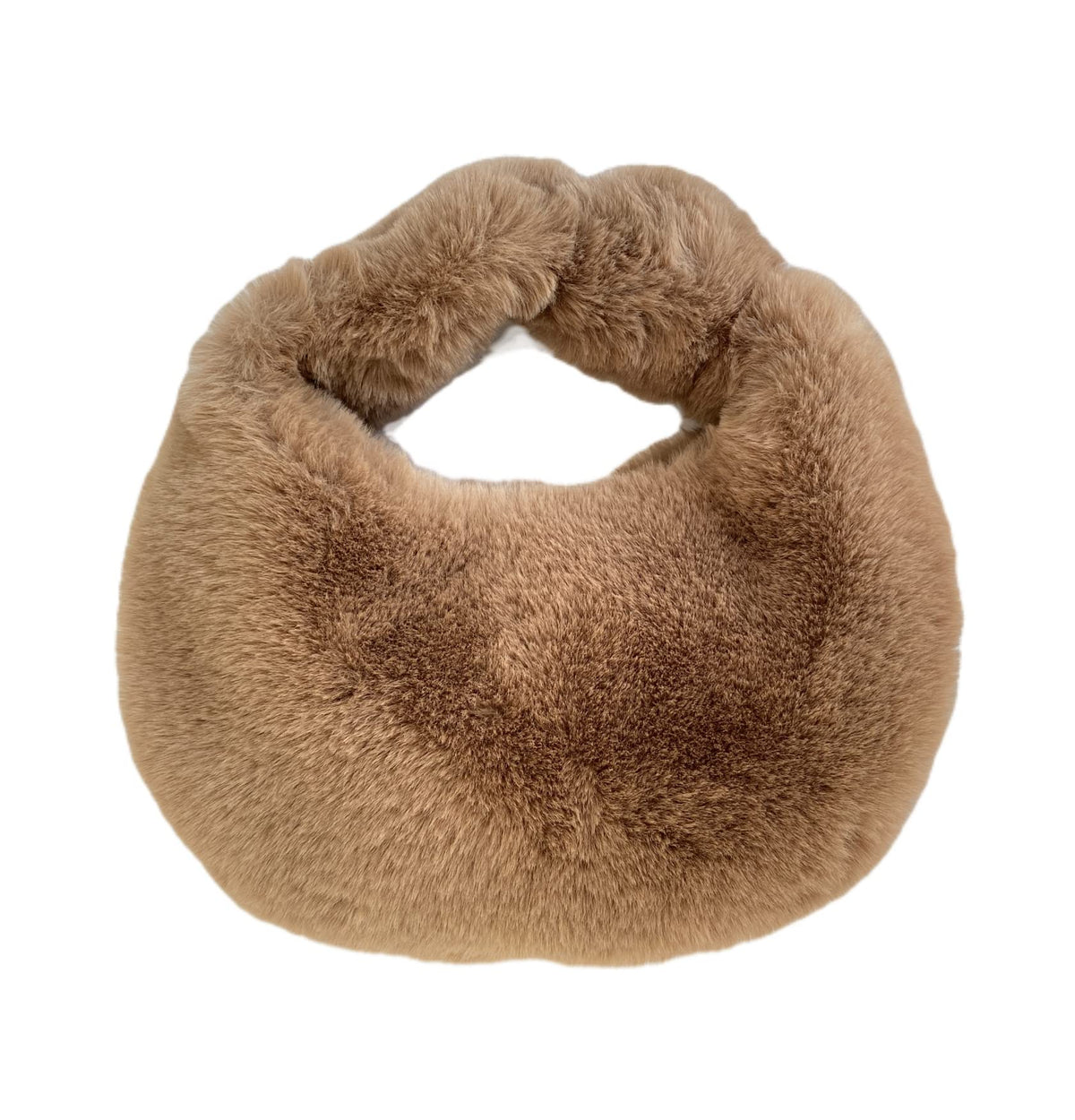 XPONNI Fuzzy Dumpling Bag – Y2K Cute Faux Fur Mini Handbag with Zip & Knotted Detail