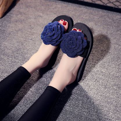 Rose Design Flat Sandals for Women