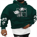 Rose Print Casual Sweatshirt – Loose Fit Polyester Pullover in 8 Colours | S–XXXL