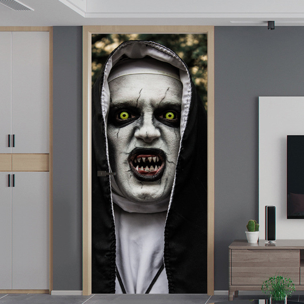 Halloween Nun Door Stickers
