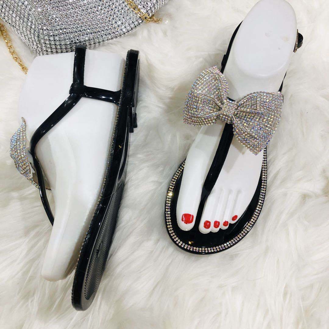 White Fancy Diamond Bow Sandals