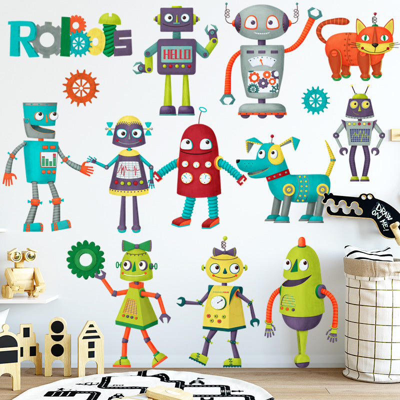 Cartoon Roboter Wandaufkleber für Kinderzimmer Deko