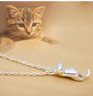 Sterling Silver Cat Pendant Necklace