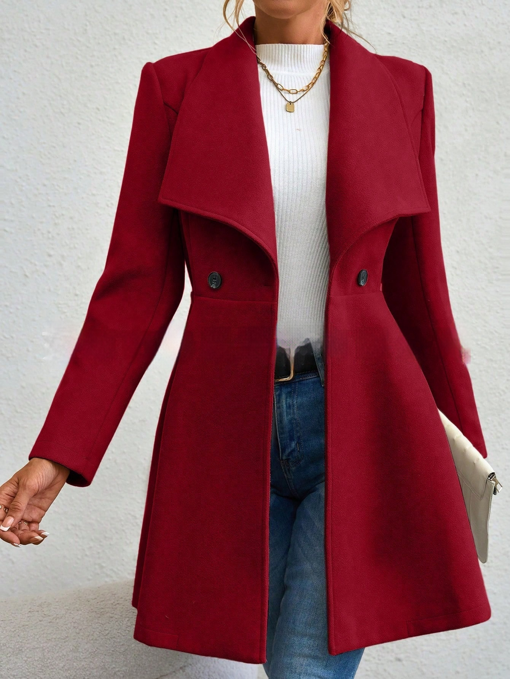Damen Slim Fit Reversmantel | Eleganter langer Wintermantel