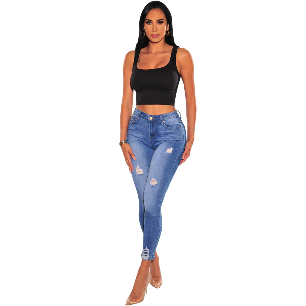 Women's Blue Stretch Denim Skinny Jeans
