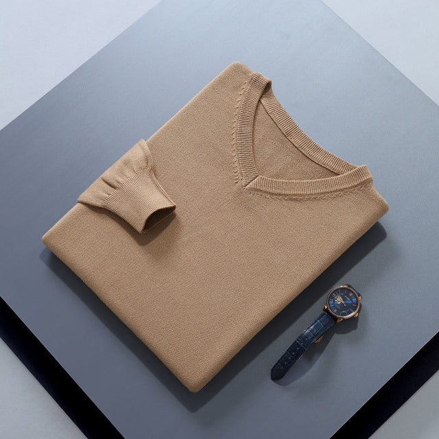 Men's Cashmere-Blend V-Neck Sweater
