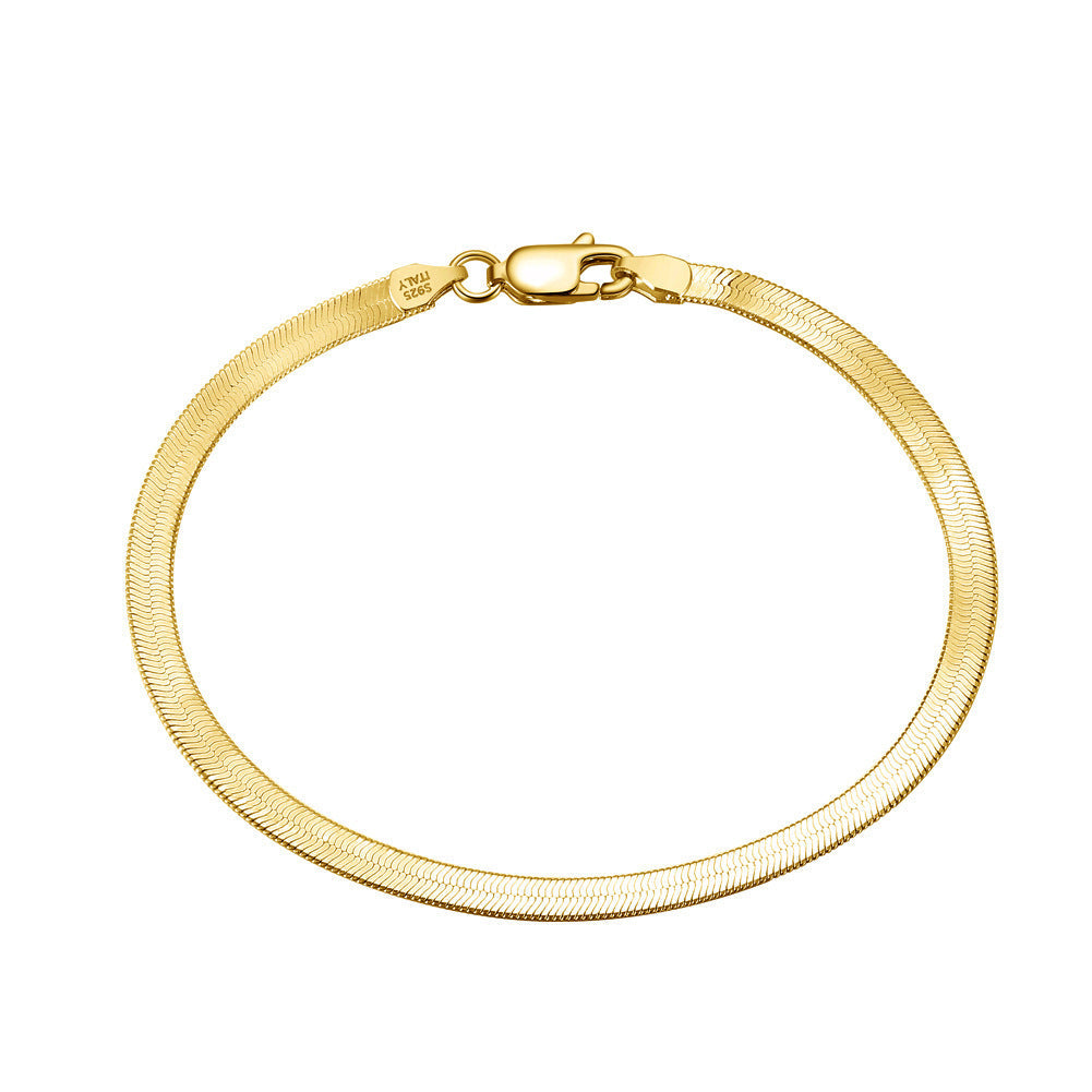 Sterling Silver Flat Snake Chain Bracelet
