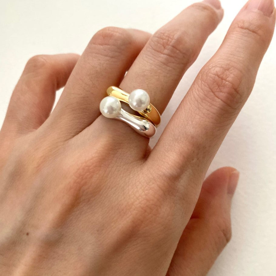 Geometric Inlay Ring, Gold or Silver Tone