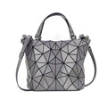 Kbinter Geometric Holographic Handbag – Rainbow Luminous Shard Lattice Purse in Silver (Large)
