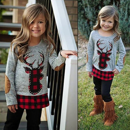 Girls' Clothing, Reindeer Apparel, Checkered Tops