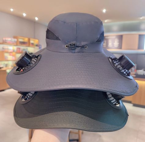 Solar-Powered Fan Hat with USB Charging