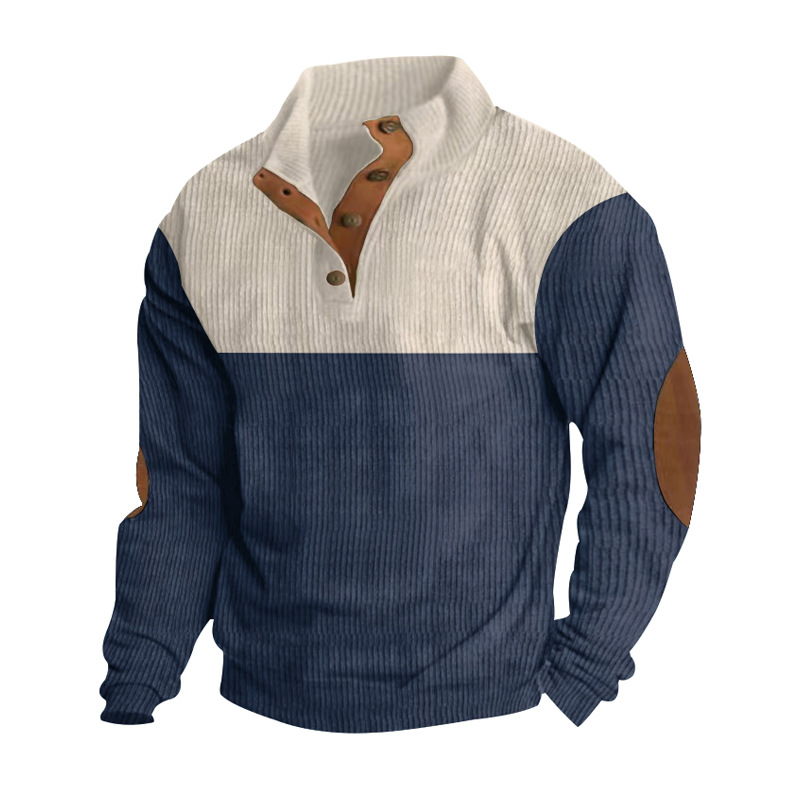 Men's Casual Button Stand-Collar Sweatshirt – Loose Fit Long Sleeve Top in 5 Colours