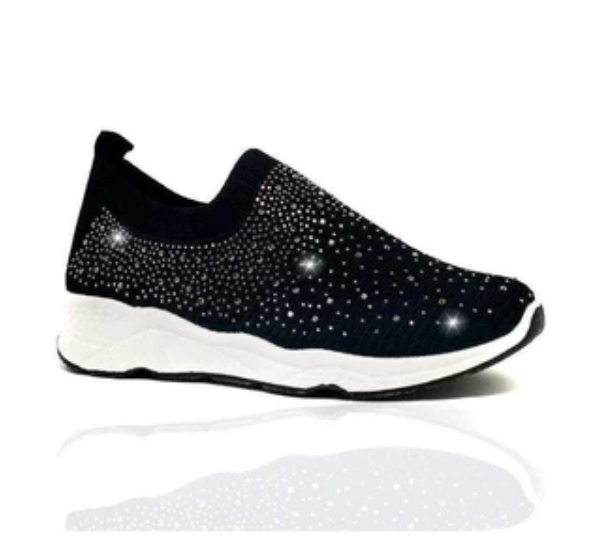 Rhinestone Sock-Style Flat Shoes for Women