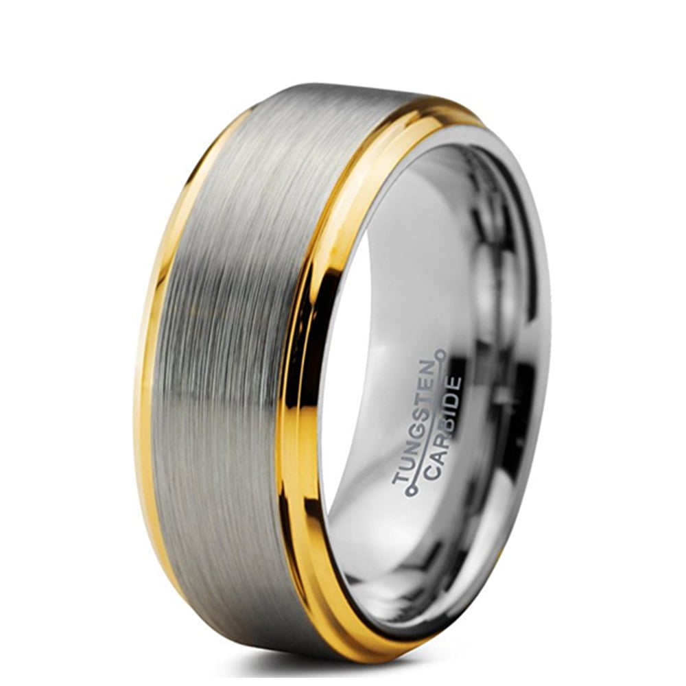 Gold-Tone Stepped Tungsten Band Ring