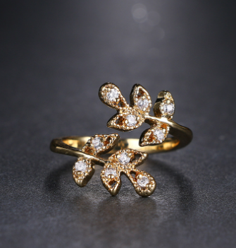 Gold-Plated Leaf Open Ring