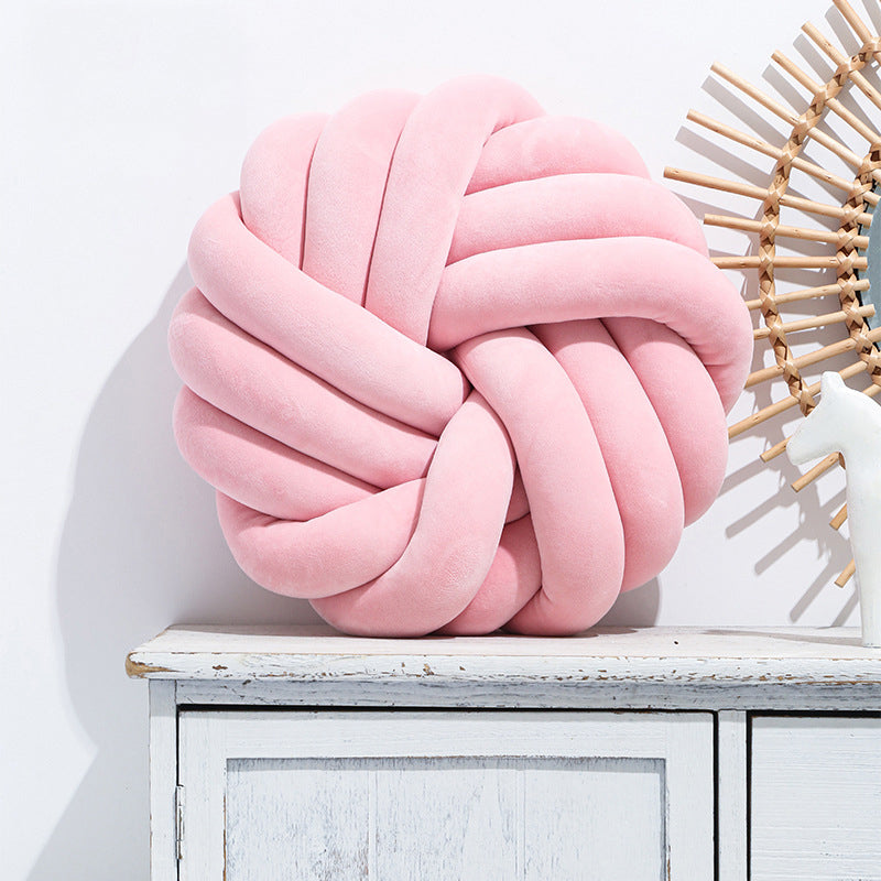 Coussin boule nouée nordique | Oreiller décoratif en peluche | 10 coloris | 35×35cm