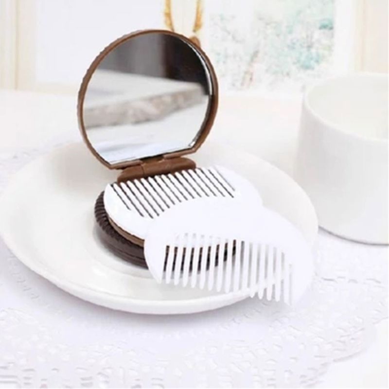 Novelty Chocolate Biscuit Folding Makeup Mirror – Portable Compact Mirror