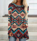 Retro Ethnic Style Long T-Shirt Dress