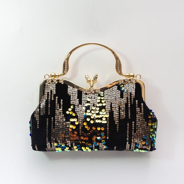Women's Velvet Sequin Clutch Evening Bag – Luxury Beaded Handbag for Weddings & Occasions
