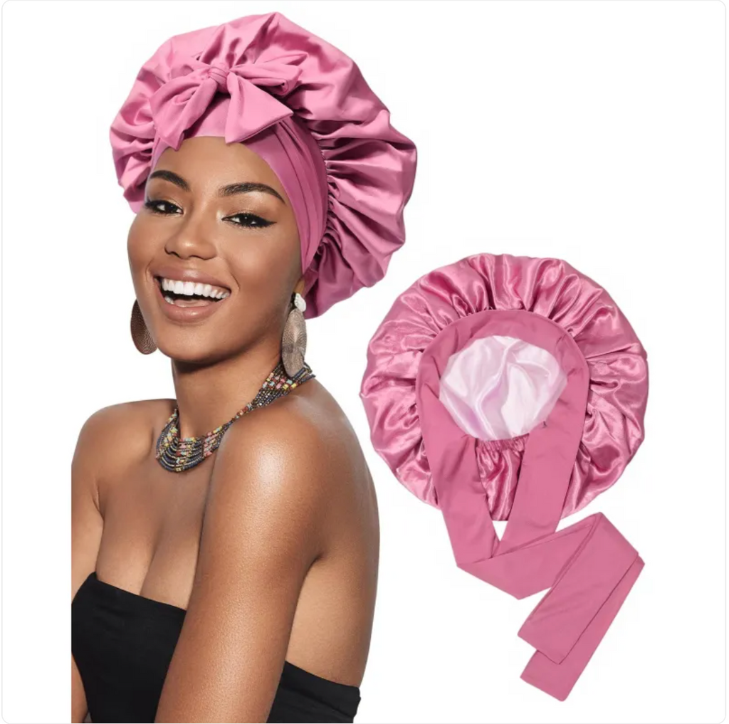 Double-Layer Bow Wide-Brimmed Hair Care Hat – Shower Cap & Hair Wrap for Women