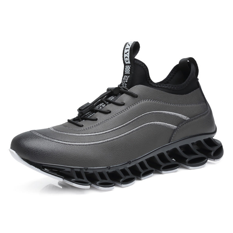 Chaussures de course Blade en cuir et lycra pour homme – Baskets à semelle en TPU absorbant les chocs