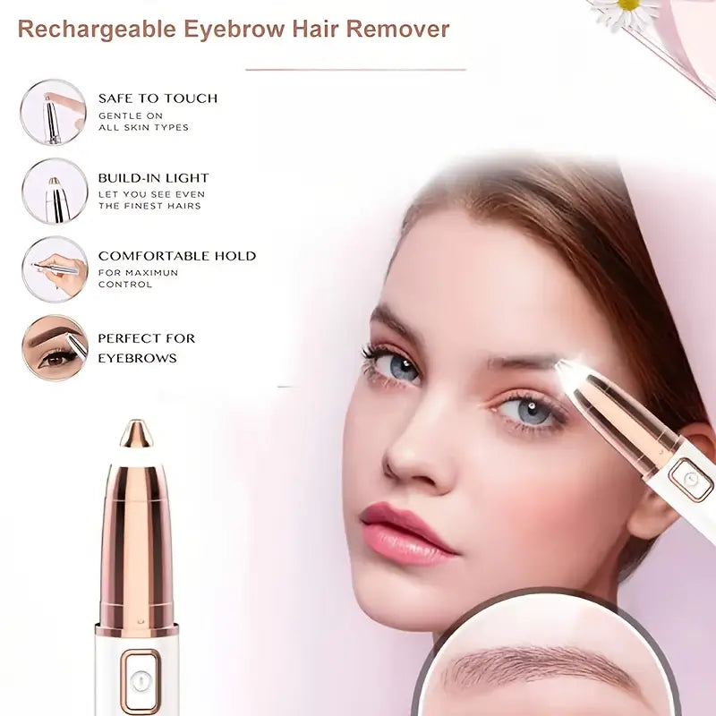 Rechargeable Eyebrow & Facial Hair Remover – Painless Precision Trimmer