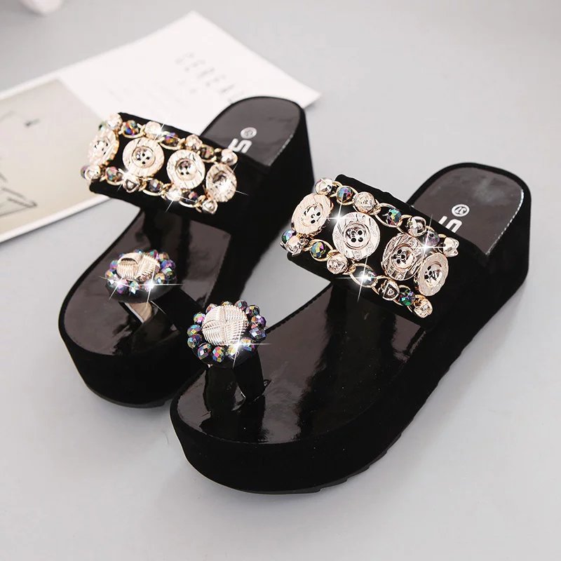 Fashionable Rhinestone Women's Platform Sandals